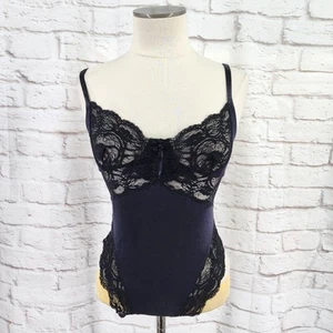 Vintage Victoria's Secret Bodysuit Small Black Lace Boudoir Vixen Dark Fairy - Picture 1 of 12