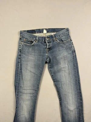 Pantalones de mezclilla azules vintage de mujer Lucky Brand talla 2/26 peto hechos en EE. UU. botón mosca Foto 1 de 4