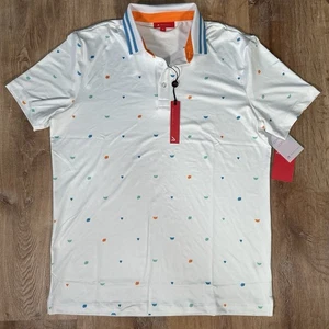 NEW Redvanly Langham Polo Shirt Mens Medium All Over Print Golf Bright White - Picture 1 of 9