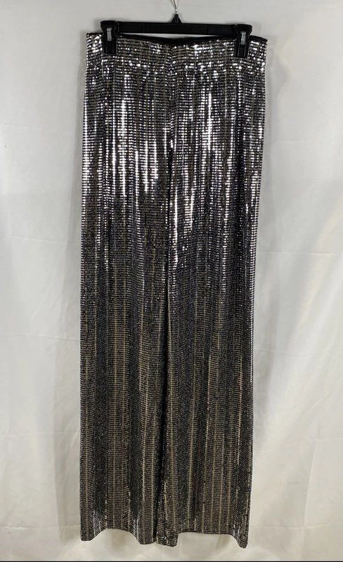 Calça Alice + Olivia Feminina Metálica Perna Larga Tamanho M - Imagem 1 de 4