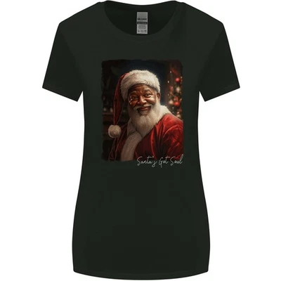 T-Shirt Noir De Noël De Santa Avec Du Style Pour Femmes À Coupe Large - Photo 1/3