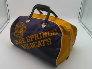Vintage Blue Springs Wildcats Gym Bag Duffel Purple Yellow Sports Team Travel - Picture 1 of 8