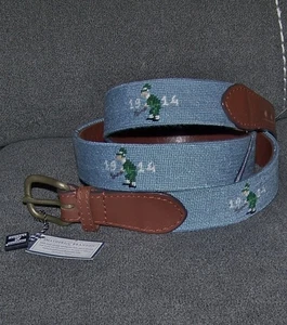 NEW SMATHERS & BRANSON Needlepoint Golf Belt COUNTRY CLUB OF FAIRFIELD Blue 42 - Picture 1 of 10