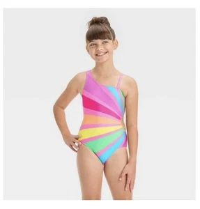 Cat & Jack Sunshine All Day Adjustable Strap One Piece Swimsuit Size L 10/12 - Picture 1 of 4