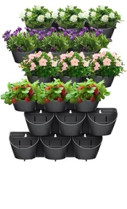 Garden Upgraded 6 Sets (18 Pockets) Self Watering Stackable Vertical Planters... - Picture 1 of 6