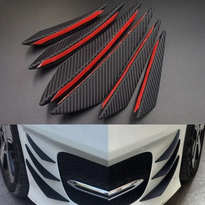 6x Carbon Fiber Car Front Bumper Canards Diffuser Lip Splitter Fins Accessories - Image 1 of 4