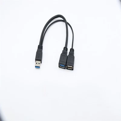 Usb 3.0 Male To 2 Usb Female Data Hub Power Adapter Y Splitter Charging Cable - Image 1 of 4
