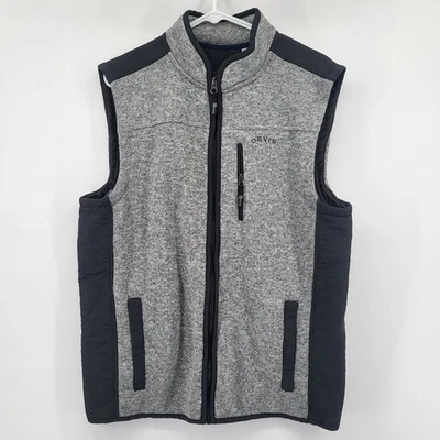 Orvis Men's Fleece Vest Heathered Gray Black Quilted Pockets Full Zip Size Large - Image 1 of 4
