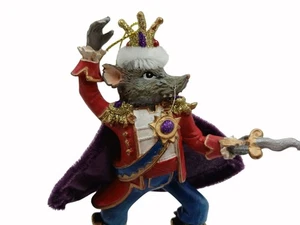 Kurt Adler König Maus Weihnachtsschmuck mit lila Umhang Schwert Ornament - Bild 1 von 13