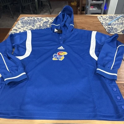 WOMENS NCAA Adidas KANSAS JAYHAWKS Long Sleeve Hooded Shooter Shirt M MED NWT - Image 1 of 4
