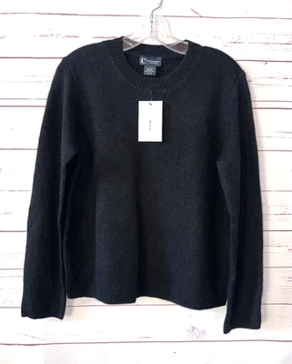 BLOOMINGDALES Size S 100% Cashmere 2-Ply Crewneck Sweater Black NWT $178 C83 - Image 1 of 4