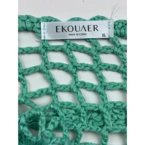 Ekouaer Crochet Fringe Tank Top Sleeveless Festival Beach Cover Up Women's XL - Picture 1 of 4
