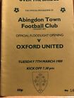 Abingdon Town v Oxford United 88/89. Opening Of Floodlights.