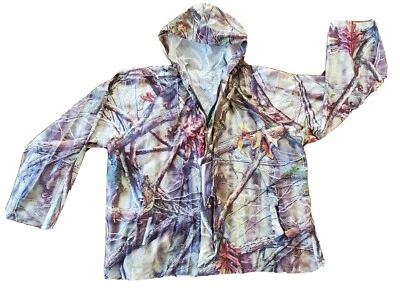Hunting Raincoat Jacket Size LARGE Oaktree Camouflage Vinyl - Image 1 of 4