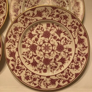 4 - Salad Plates 8.25” Franciscan Lorraine Maroon Gold Rim California Plate - Picture 1 of 5