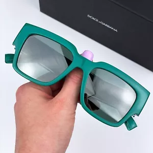 D&G Women Sunglasses Green Petrol Green Mirrored Silver Square DG6184 331182 NEW - Picture 1 of 11