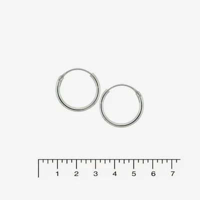 Silver Tiny Continuous Hoop Earrings Sterling Silver 925 Jewelry 1.5 mm x 20 mm - Image 1 of 3