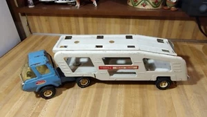 Vintage Tonka Pressed Steel Blue/White Car Transport Carrier,70's! - Picture 1 of 17