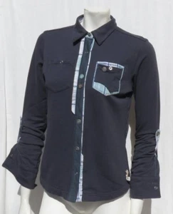 LOOPTWORKS Damen grau recycelt weich Stretch French Terry Shirt Top Gr. S M gebraucht, in einwandfreiem Zustand - Bild 1 von 5