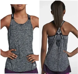 NWT Nike Girls Training Tank Top Cross Strap Black White Size XS AH3955 - Picture 1 of 3
