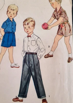 Vtg Uncut 1950s Simplicity 4166 Sew Pattern Toddler Boys Shorts Shirt Pants - Image 1 of 4