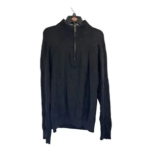 Eddie Bauer Sweater Mens Size XLT Black Mock Neck Long Sleeve Cotton Cashmere - Picture 1 of 7