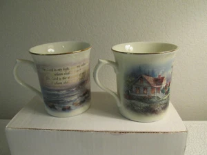 LENOX MUGS LIGHT IN THE MIST PSALMS 27:1 & JOHN 8:12 NICKY BOEHME JAPAN SET OF 2 - Picture 1 of 6