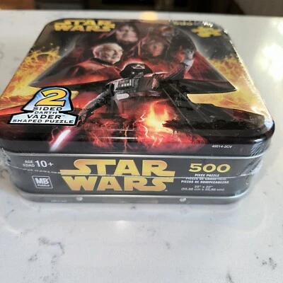 Star Wars 500 Piece 2 Sided Darth Vader Shaped Jigsaw Puzzle Collectible Tin NEW - Image 1 of 4