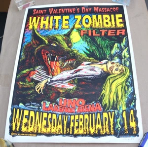 1996 WHITE ZOMBIE FILTER ST. VALENTINES DAY MASSACRE POSTER ALLEN JAEGER SIGNED - Picture 1 of 13
