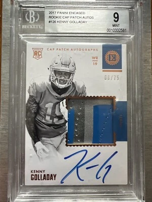 Kenny Golladay 2017 Panini Encased Cap Patch /75 Rookie Auto BGS 9 MINT🔥HOT🔥📈 - Image 1 of 2