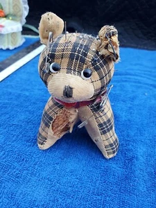 Antik Handarbeit in Japan Nähen Nadelkissen Stroh Stoff Draht Hund - Bild 1 von 9