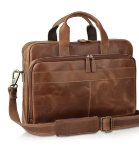 Komal Leather Briefcase 18 Inch Laptop Messenger Bags for Men and Women - Picture 1 of 16