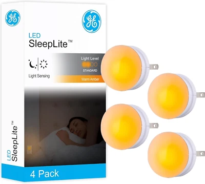 GE SleepLite LED Luz Nocturna Paquete de 4 Sensor de atardecer a amanecer Luz de Sueño Luz de Tenue... Foto 1 de 4