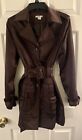 Dalia Collection Womens Deep Copper Bronze Belted Mid Length Trech Coat Size 8