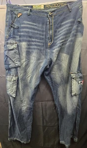 Akdmks Jeans Mens 46X36 Blue Y2K Baggy Hip Hop Medium Wash Denim Jeans Akademiks - Picture 1 of 13