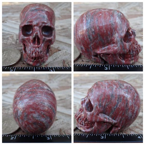2.05" Eastern Jasper Stone Skull Hand Carved Realistic 3.2oz 89g Crystal Healing - Picture 1 of 12