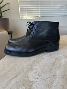 Hush Puppies Mens Chukka Boots Black Leather Size 12 W Bounce Technology Italy - Picture 1 of 16