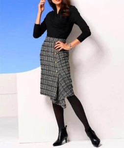 ASHLEY BROOKE Damen Designer-Wickelrock, schwarz-ecru - Bild 1 von 4