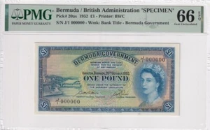 Bermuda, 1 Pound, 1952, UNC, p20as, SPECIMEN - Picture 1 of 2