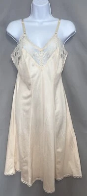 Vintage Forma Donzela Tamanho 32 Acabamento de Renda Completo Feminino Bege Feito nos EUA - Imagem 1 de 4