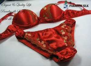Sexy conjunto de sujetador acolchado de alambre de seda pura talla 34A - Imagen 1 de 2