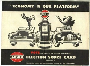 Vintage 1952 AMOCO OIL Presidential Election Score Card  - Picture 1 of 4