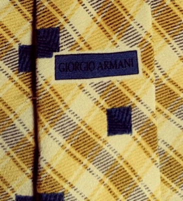 Yellow Plaid ARMANI Silk Tie Foto 1 de 4