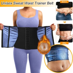 Women Mens Sauna Sweat Waist Trainer Belt Fat Burner Tummy Control Girdle Shaper - Picture 1 of 16