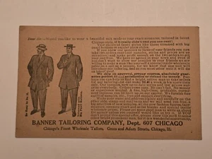 1913 WERBEPOSTKARTE: THE BANNER TAILORING WHOLESALE COMPANY CHICAGO, IL - Bild 1 von 5