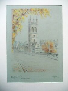 Original De Reszke Millhoff Cigarette Card Artwork (1928) Magdalen Tower, Oxford