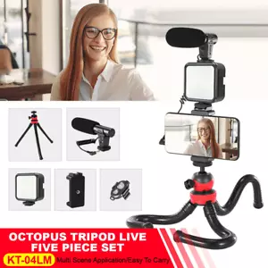 04LM Vlogging Kit LED Light Mobile Vlog Phone Video Selfie Stand Gorilla Tripod - Picture 1 of 12