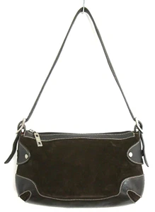 DONALD J PLINER BROWN GENUINE LEATHER SUEDE TRIM SHOULDER BAG HANDBAG PURSE - Picture 1 of 7