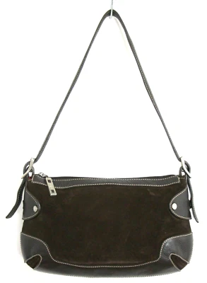 BOLSO DE HOMBRO MONEDERO DONALD J PLINER MARRÓN CUERO GENUINO GAMUZA RIBETE Foto 1 de 4