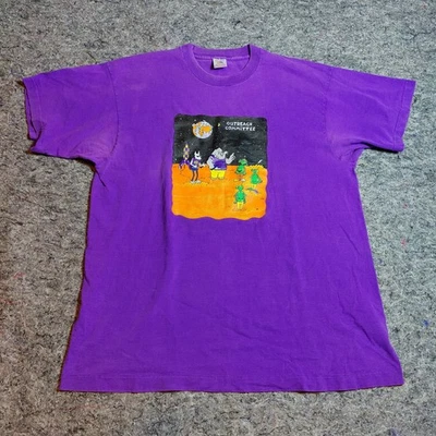 Vintage Fruit of the Loom Single Stitch Space Alien Outreach Committee T Shirt - Image 1 of 4